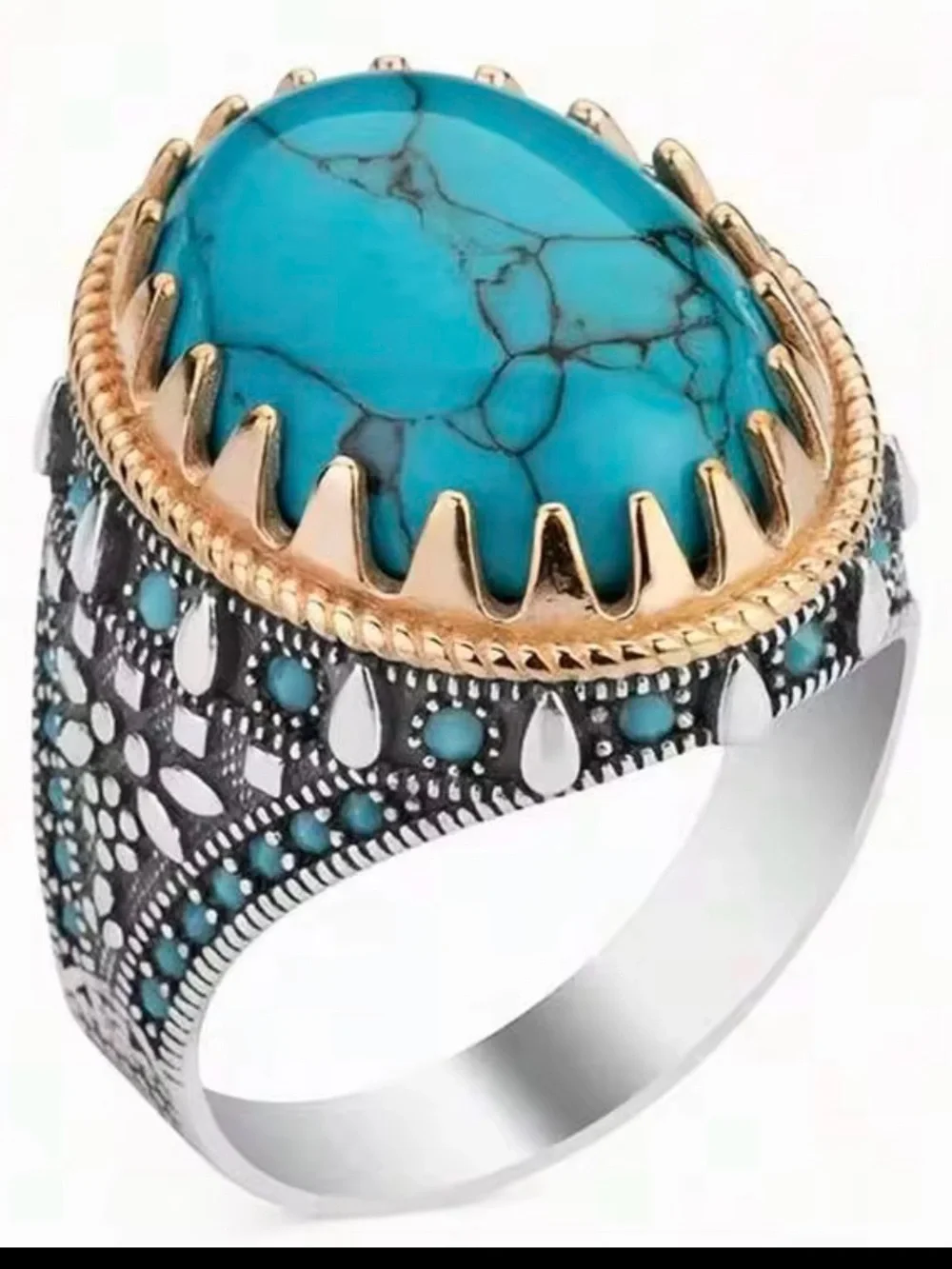 ✨NEW Bohemian Turquoise Stone Statement Ring - Vintage-Style